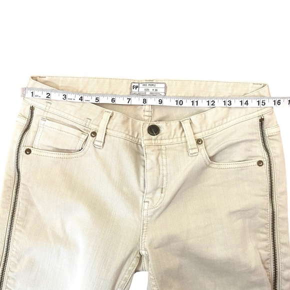 Free People Levon Zipper Skinny Jeans- Bone - Picture 12 of 14